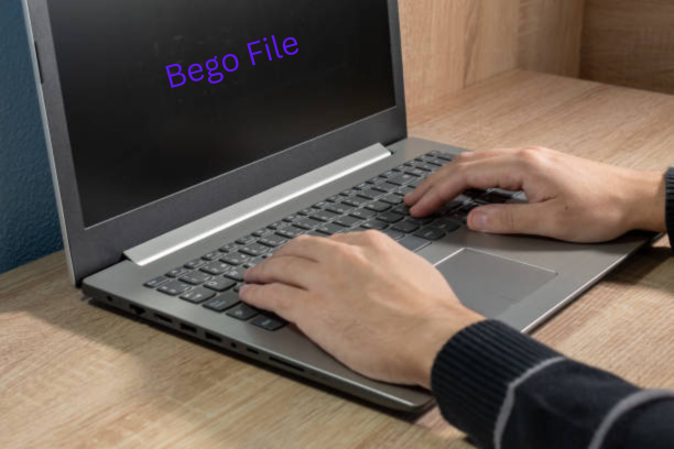 Opening a Bego File on a Laptop Screen.